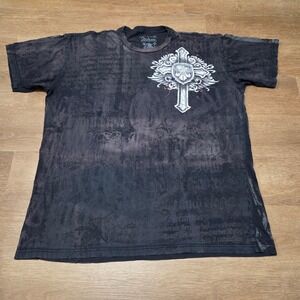 Archaic by Affliction Mens 3XL T-Shirt Black Winged Cross Graphic Goth MMA Y2K